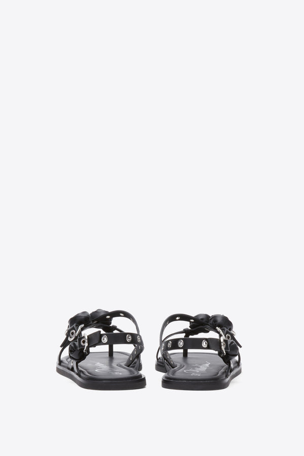 Phillip Lim Strappy Eyelet Sandal With Rosettes BLACK