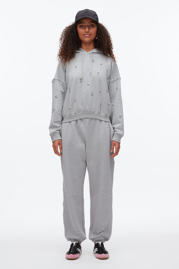 Phillip Lim Stud Embellished Oversized Hoodie GREY MELANGE