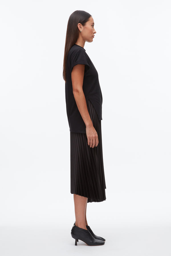 Phillip Lim T-Shirt Combo Dress With Pleated Skirt BLACK-BLACK