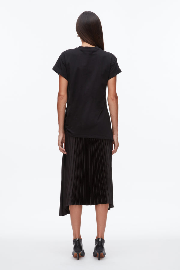 Phillip Lim T-Shirt Combo Dress With Pleated Skirt BLACK-BLACK