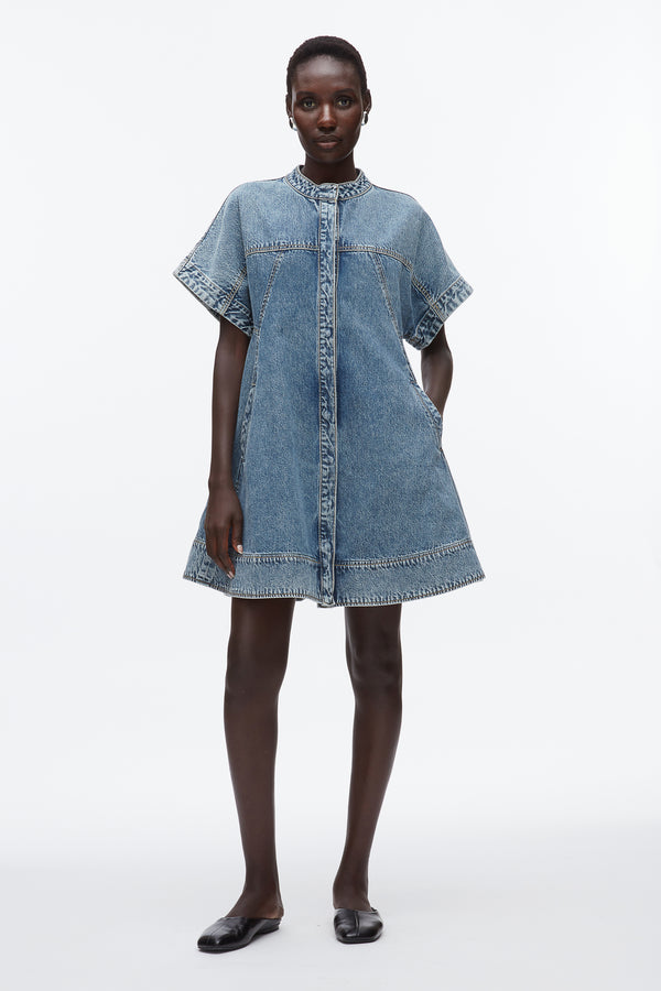 Phillip Lim Trapeze Light Denim Dress WASHED MEDIUM BLUE