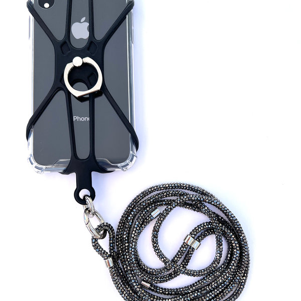 Phonelace Phone Strap Silicon Holder - Black Sparkling