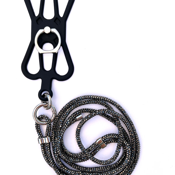 phonelace Phone Strap Silicon Holder - Black Sparkling