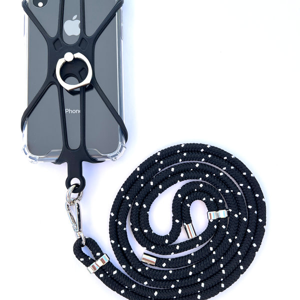 Phonelace Phone Strap Silicon Holder - Black White Dots