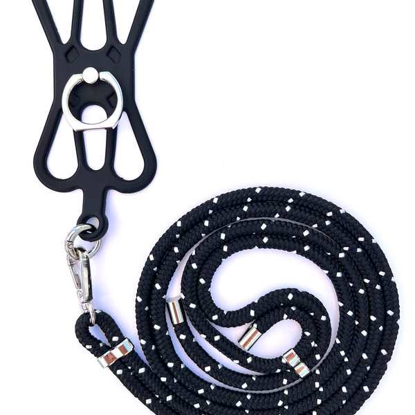 phonelace Phone Strap Silicon Holder - Black White Dots