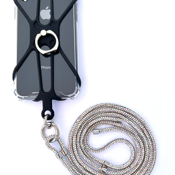Phonelace Phone Strap Silicon Holder - White Sparkling