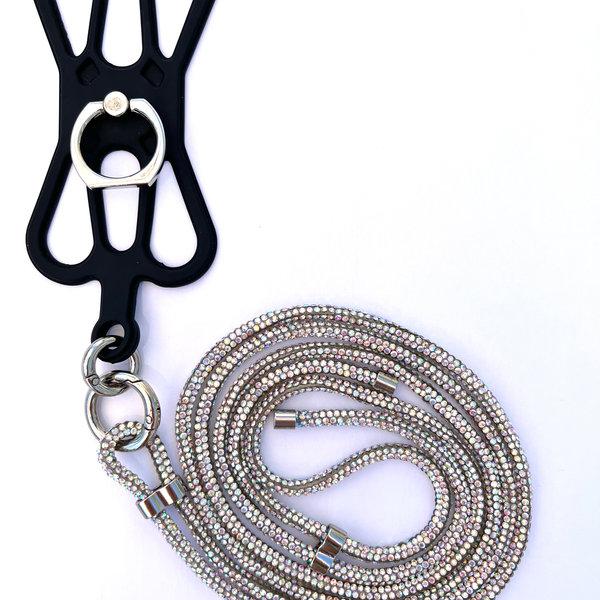 phonelace Phone Strap Silicon Holder - White Sparkling