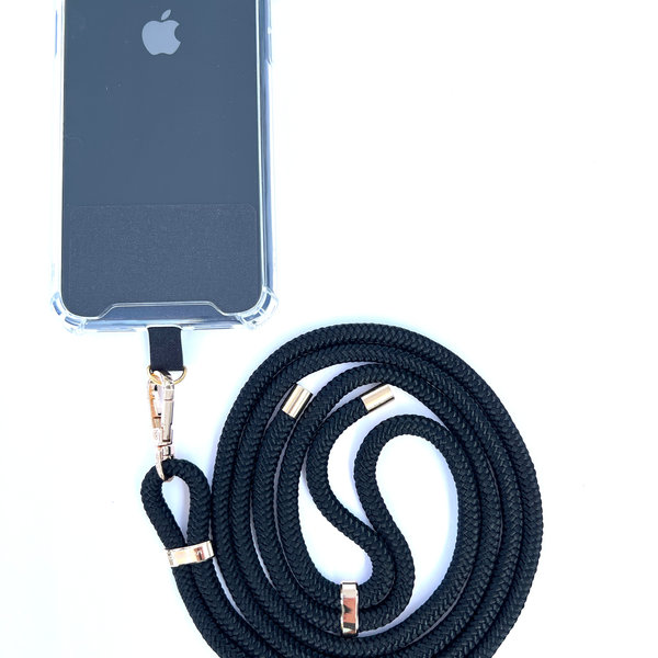 Phonelace Black Phone Strap- Golden Fittings