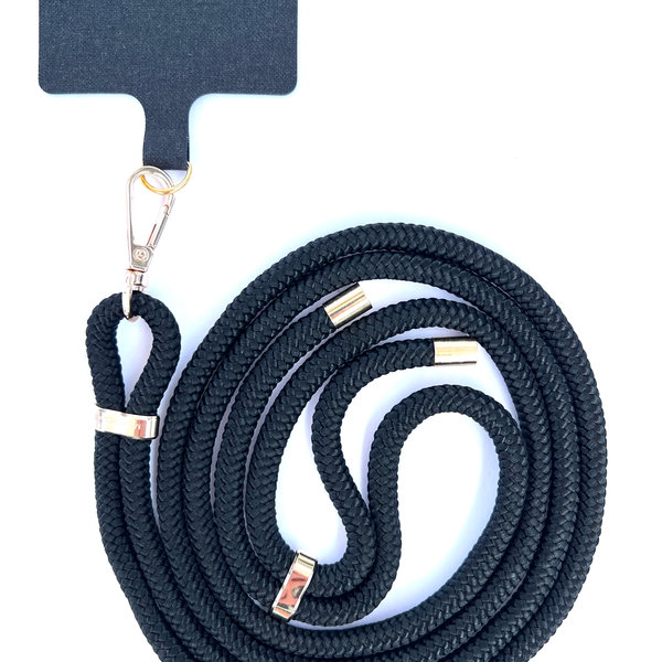 phonelace black phone strap- golden fittings