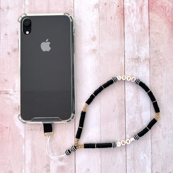 Phonelace Black Wristlet Phone Strap LOVE