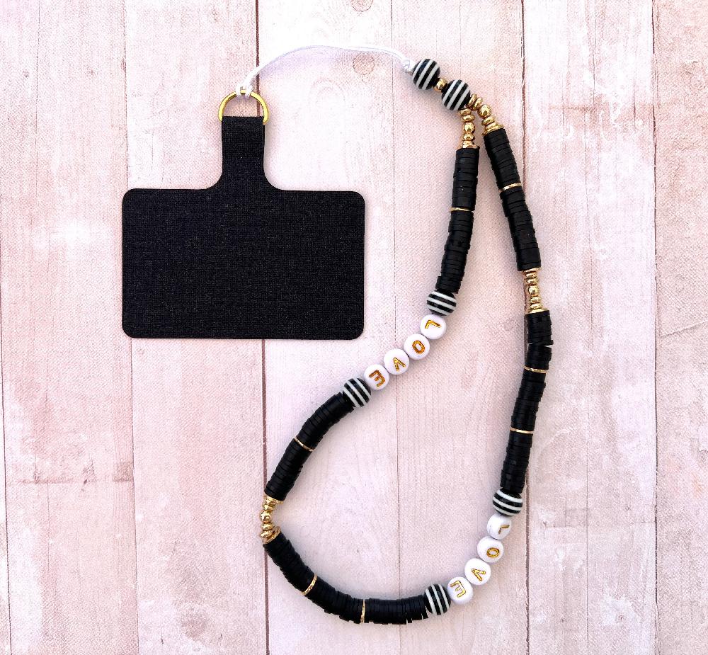 phonelace Black Wristlet Phone Strap LOVE