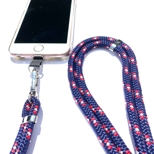 Phonelace Blue White And Res Phone Strap
