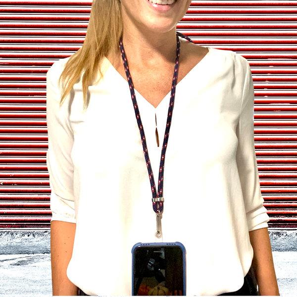 Phonelace Blue White And Res Phone Strap