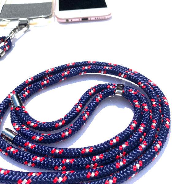 phonelace blue white and res phone strap