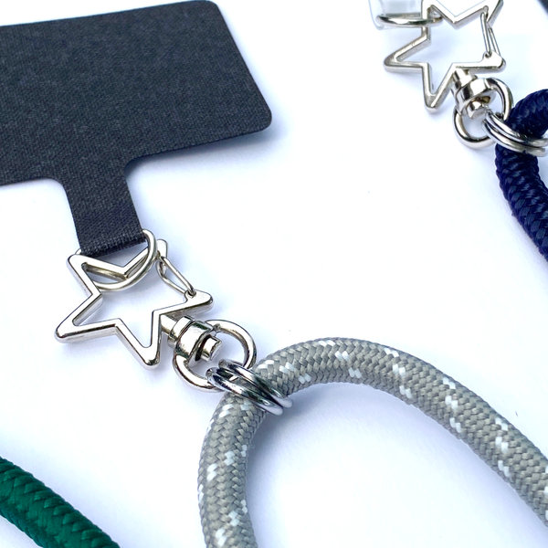 phonelace grey white - star swivel lanyard
