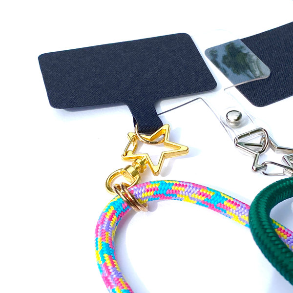 Phonelace Pink Blue Yellow - Star Swivel Lanyard