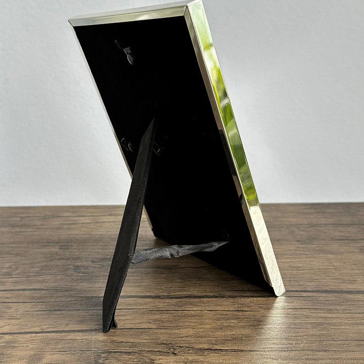 Photoframesandart 10x8" Geometric Photo Frame | Silver Plated