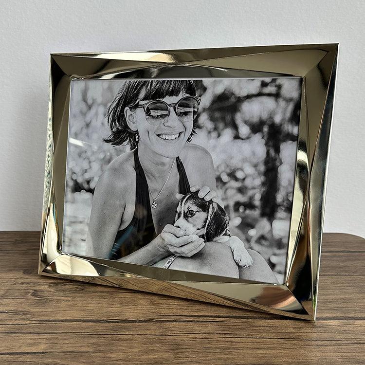 photoframesandart 10x8" Geometric Photo Frame | Silver Plated