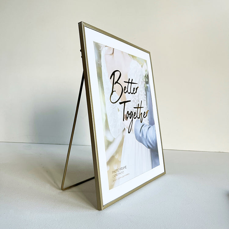 Photoframesandart 10x8" Metal Photo Frame | Champagne Gold