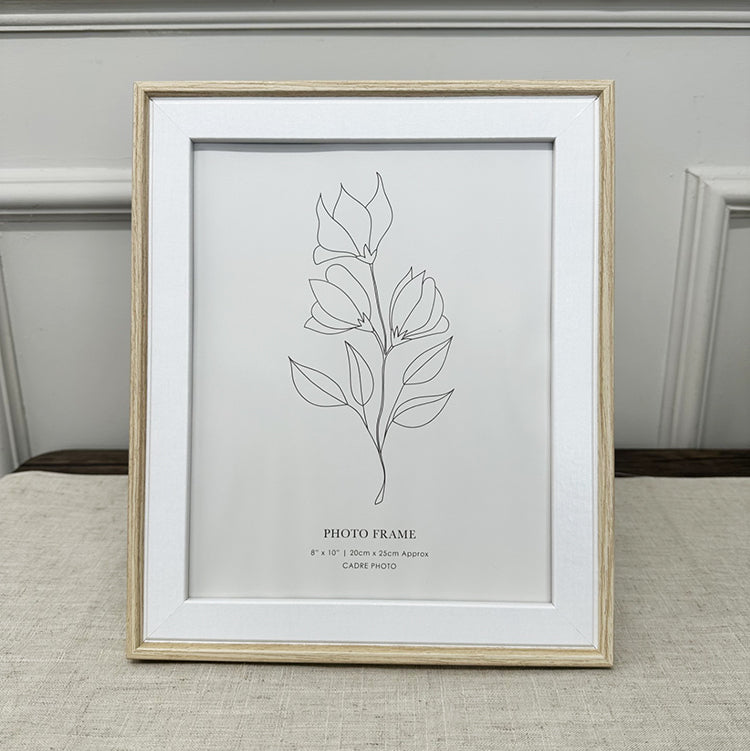 photoframesandart 10x8" Photo Frame | Light Wood & White