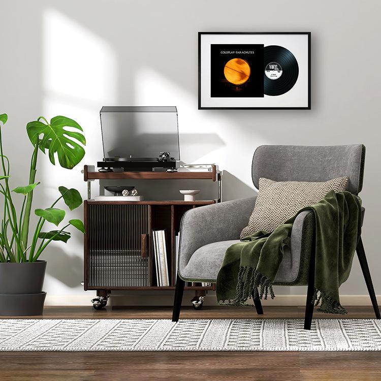 Photoframesandart 12" Vinyl LP Record And Album Cover Black Frame With White Mount (25"x17")