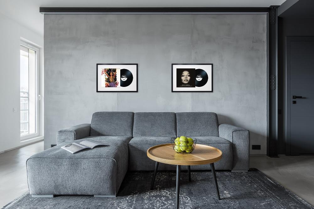 Photoframesandart 12" Vinyl LP Record And Album Cover Black Frame With White Mount (25"x17")