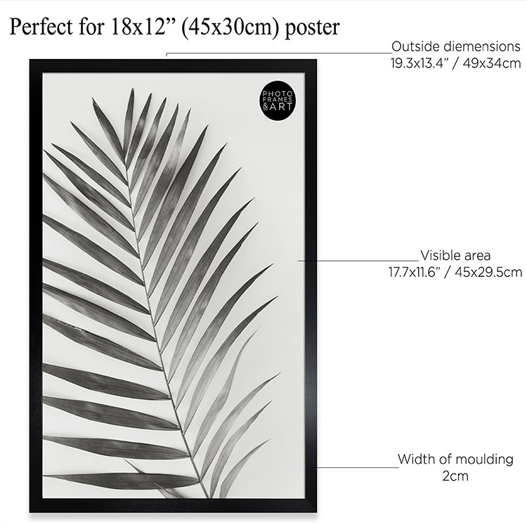 Photoframesandart 18x12" Poster Frame No Mount | Oxford Black