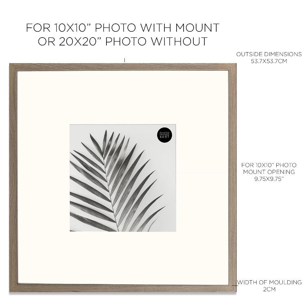 Photoframesandart 20x20" For 10x10" Wooden Washed Walnut Effect Photo Frame | Hartland Collection