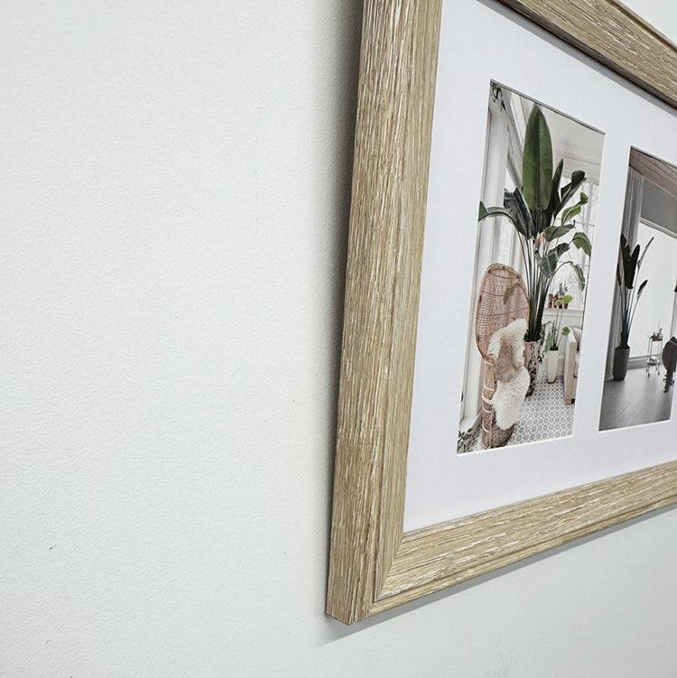 Photoframesandart 24x44cms Light Wood Effect Collage Frame | 3 Apertures