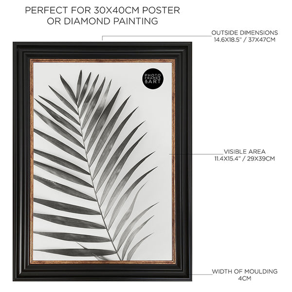 Photoframesandart 30x40cm Poster Frame | Vintage Black