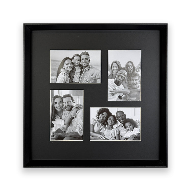 photoframesandart 38x38cms Black Collage Frame | 4 Apertures