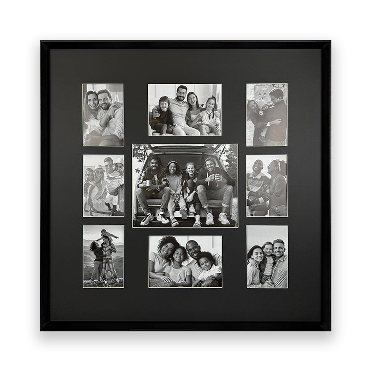photoframesandart 64x64cms Black Collage Frame | 9 Apertures