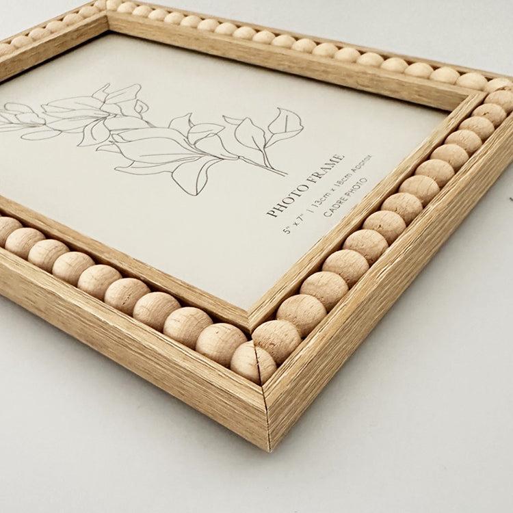 Photoframesandart 7x5" Beaded Photo Frame | Light Wood