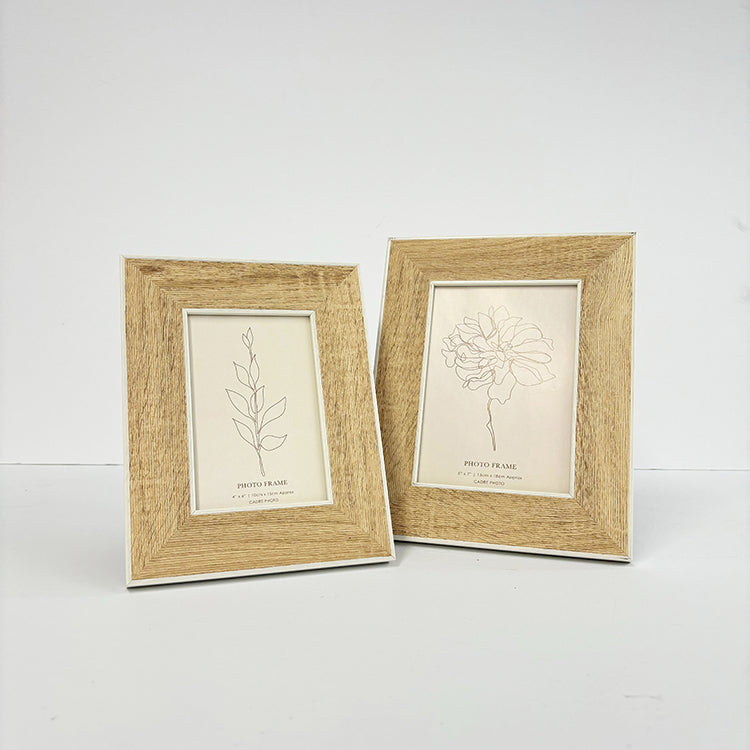 Photoframesandart 7x5 Frame With Glass | White Edge Wood Effect