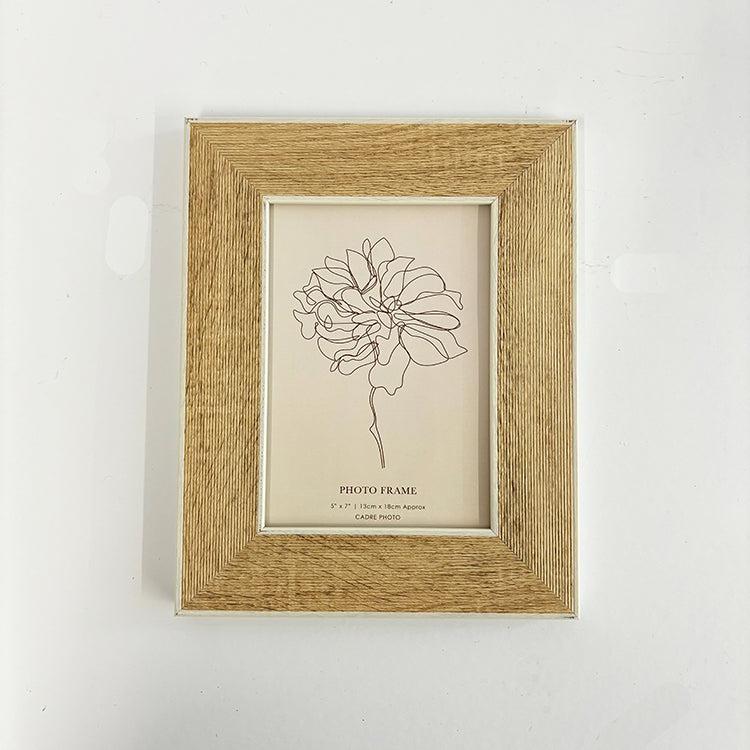 photoframesandart 7x5 Frame With Glass | White Edge Wood Effect