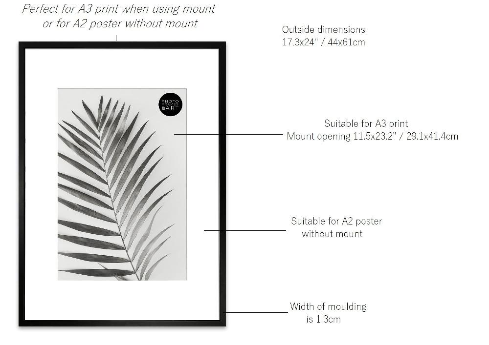 Photoframesandart A2 Poster Frame For A3 Print With Mount | Winchester Wood