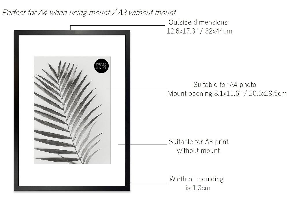 Photoframesandart A3 Poster Frame For A4 Print With Mount | Winchester Wood