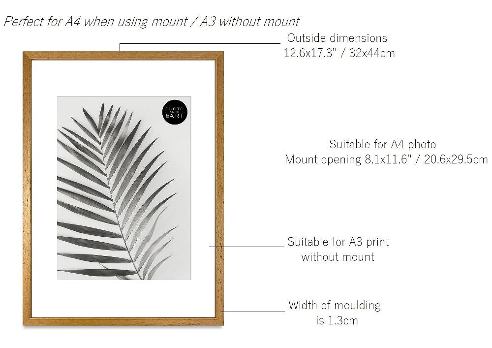 Photoframesandart A3 Poster Frame For A4 Print With Mount | Winchester Wood