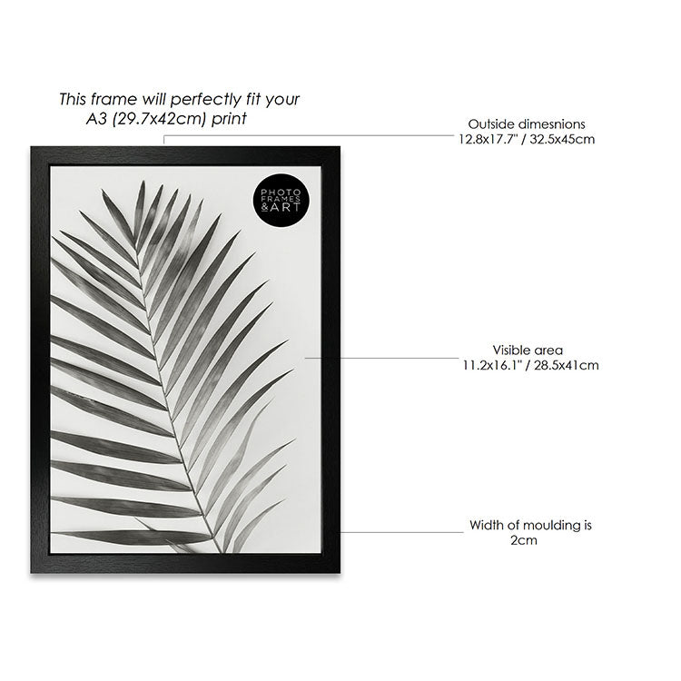 Photoframesandart A3 Poster Frame No Mount | Windsor Black