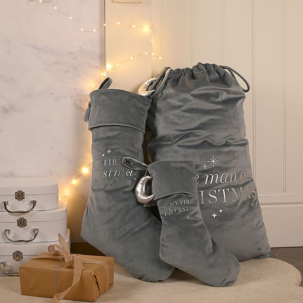 Photoframesandart Baby's 1st Christmas Stocking Small | Dark Blue