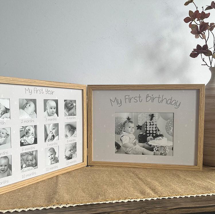 Photoframesandart Baby's First Year Photo Frame | Oak Effect