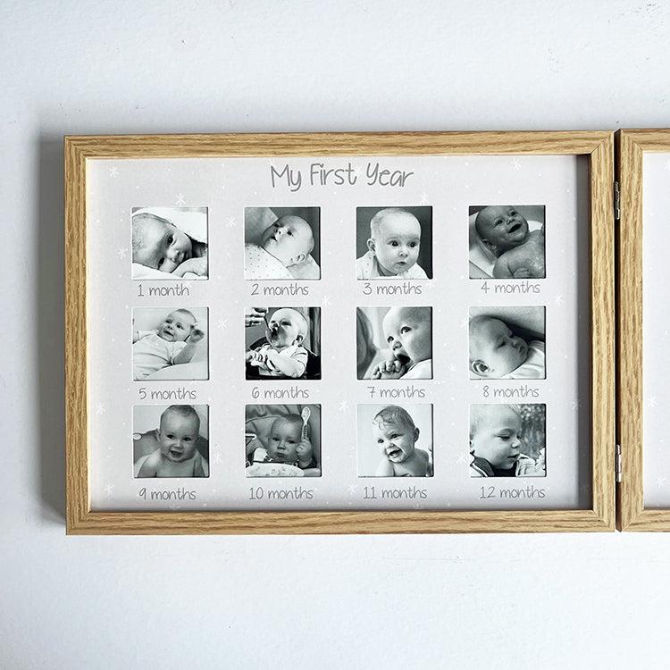 Photoframesandart Baby's First Year Photo Frame | Oak Effect