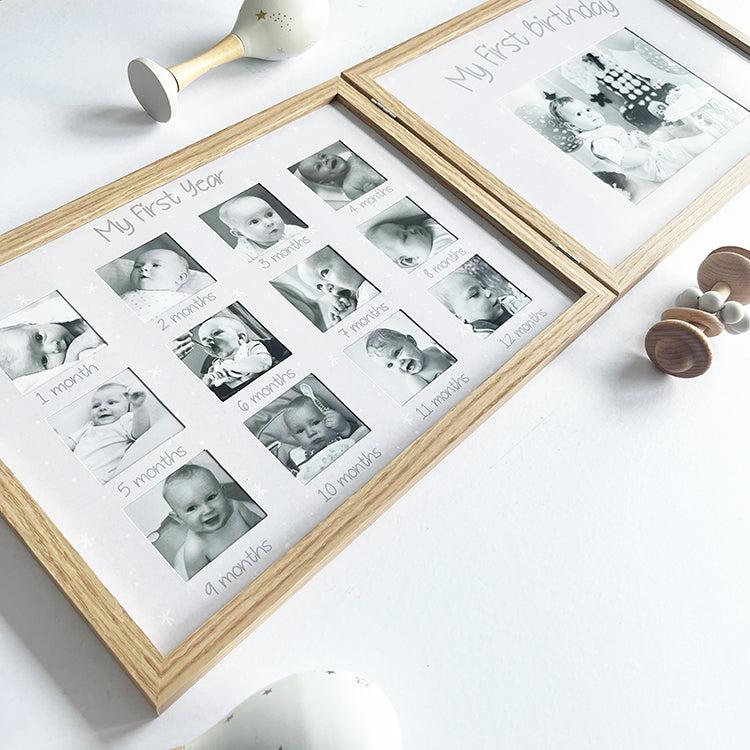 Photoframesandart Baby's First Year Photo Frame | Oak Effect