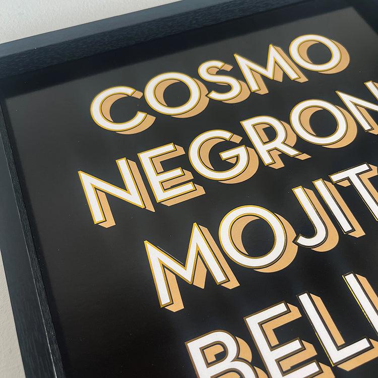 Photoframesandart Black And Gold Typography Framed Art | Cocktails