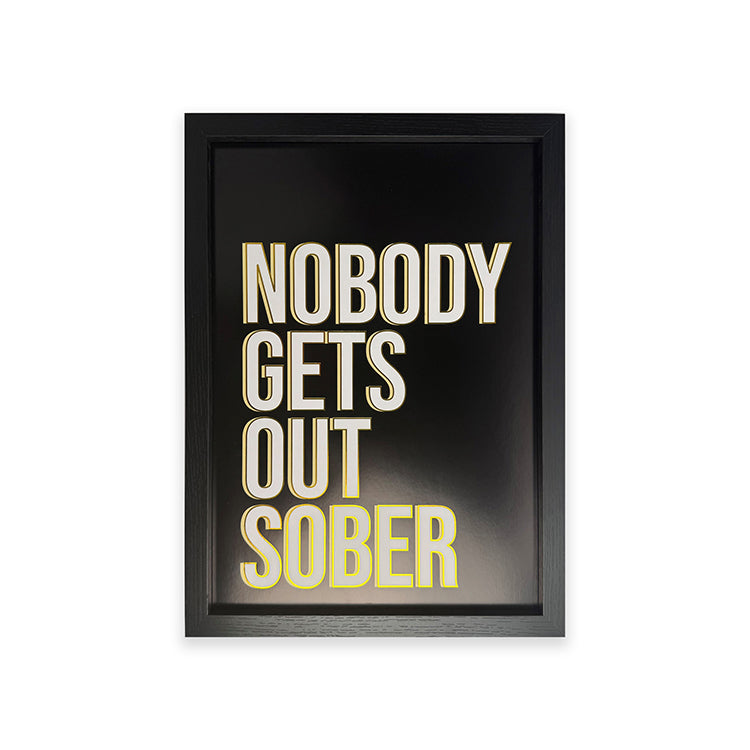photoframesandart Black and Gold Typography Framed Art | Nobody Gets Out Sober