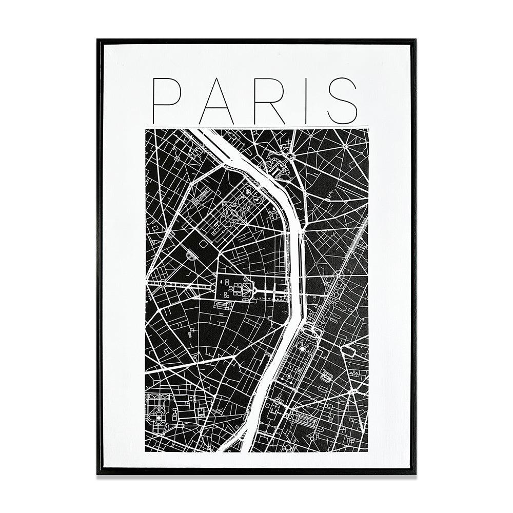 Photoframesandart Black And White Map Framed Canvas | Paris