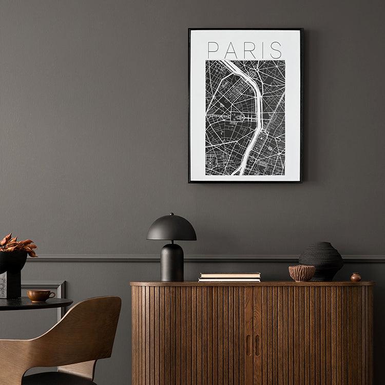 photoframesandart Black and White Map Framed Canvas | Paris