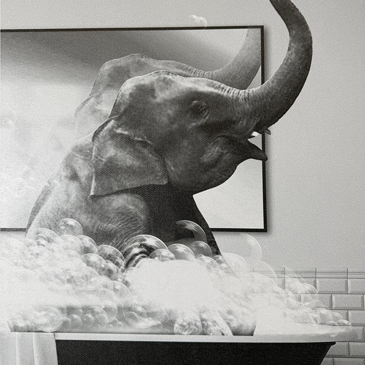 Photoframesandart Black & White Funny Animal Bathroom Canvas | Elephant