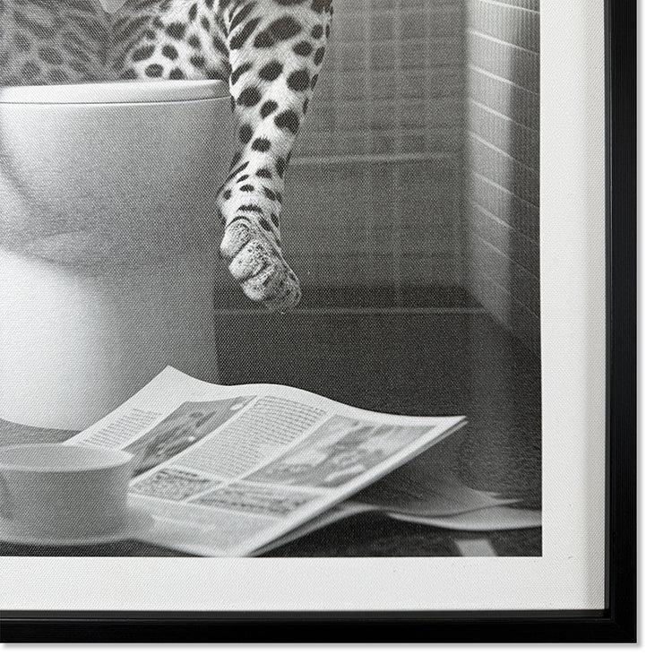 Photoframesandart Black & White Funny Animal Bathroom Canvas | Leopard