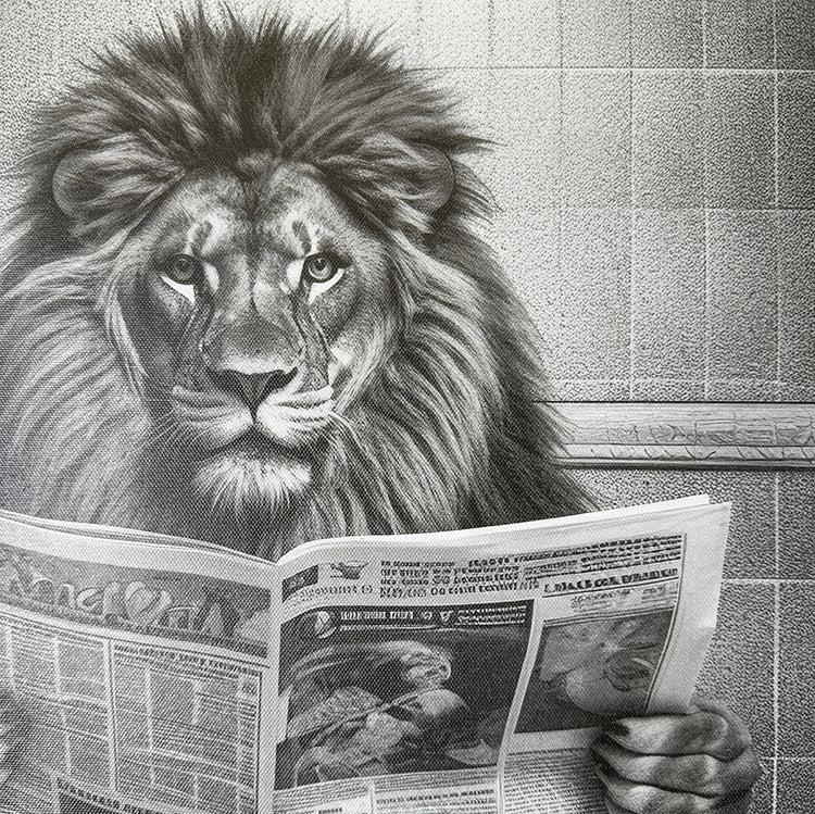 Photoframesandart Black & White Funny Animal Bathroom Canvas | Lion